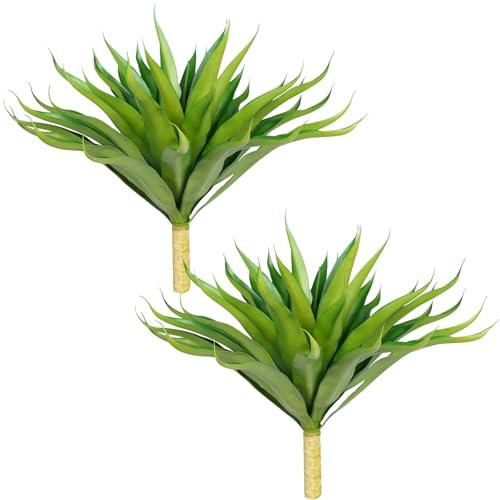 Velener Outdoor Fake Agave Artificial Plant, Unpotted Fake Plant for Room Decor, UV Resistant Faux Agave Plant for Outdoor/Indoor Decor, 22 inches, 2 Pack(43 Leaves)