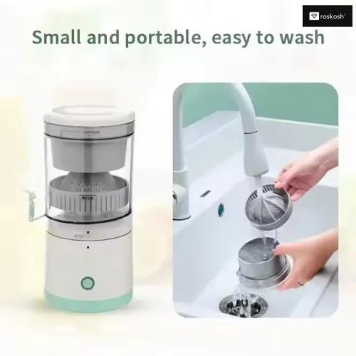 Portable Electric Citrus Juicer – Rechargeable High Power Stainless Steel Orange, Lemon Juicer; Limes & Grapefruit – One-Touch Automatic Fruit Squeezer – Compact & Easy to Clean BPA-free