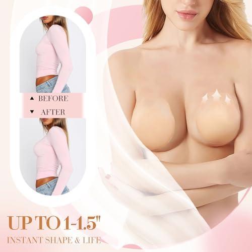 Sticky Bra-Push Up Adhesive Backless Strapless Bra for Women Reusable Silicone Nipple Covers