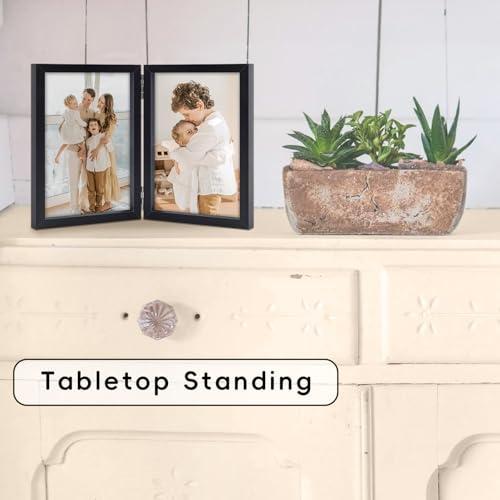 8x10 Picture Frames Double Black Photo Frame Folding Vertical Stand Display Side by Side