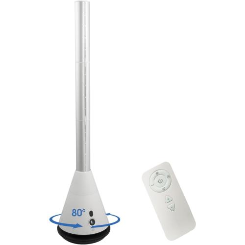 Bladeless Tower Fan with 9 Speeds, 80° Wide Oscillating Cooling Fan, Electric Standing Floor Fan with 8H Timer, Space-Saving Design for Bedroom Office