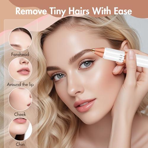 Acavado 2-in-1 Dual Head Eyebrow Trimmer & Flawless Facial Hair Removal for Women, Painless & Gentle Facial Hair Remover for Brows, Chin, Upper Lip, Cheeks, Type-C Charging for Women AS1
