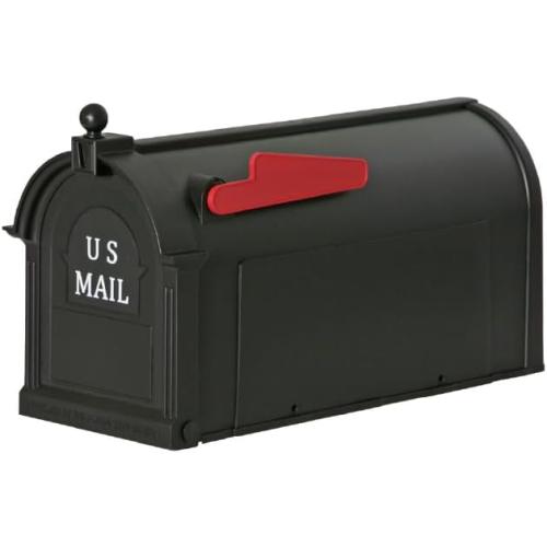 The Ambrose Mailbox, Durable Plastic, Easy to Install, Flag Included, Black