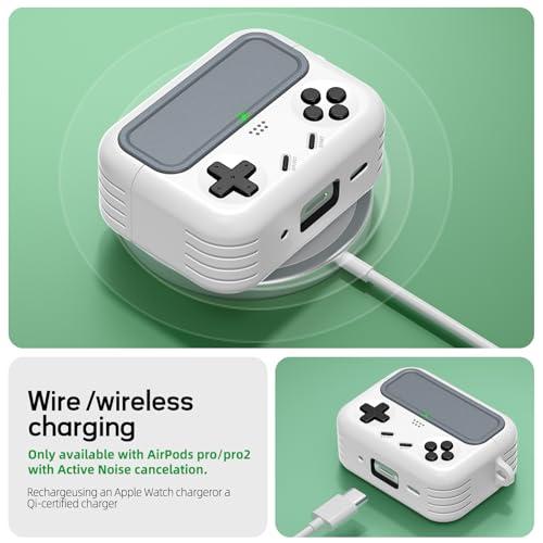 Inesore Retro Game Case for AirPods Pro/Pro 2 (White) for Men Boy