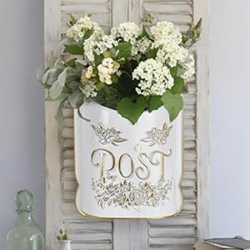 Vintage Wall Mount Mailbox for Outside Metal Decor Mailboxes Antique Style Nostalgic Charm for Home Door Garden Farmhouse House Decorations (Gold)