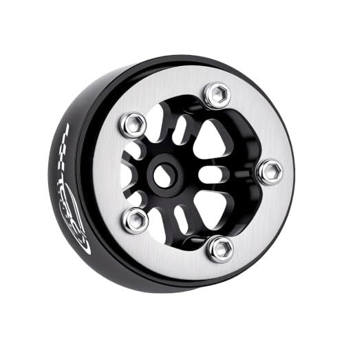 Deep Dish Grade 5 Titanium Wheel Face Aluminum 0.7inch Beadlock Wheels Hubs for 1/30 Axial SCX30 RC Crawler Car Upgrades,Black