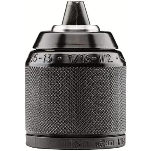 Keyless Drill Chuck Extra50-RV13 Röhm 1322450, for Milwaukee, 1/16-1/2 Clamping Capacity, 9/16-18 Mount, Metal, Radial Lock, Through-Hole