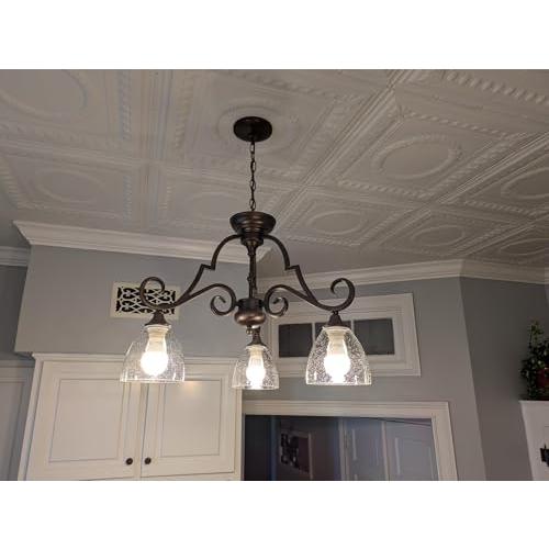 3 Pack Clear Seeded Bubble Bell Glass Lamp Shade Replacement, 1-5/8 Fitter