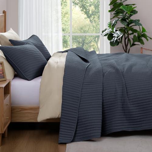 Queen Quilt-Lightweight Bedspreads Blue Grey Queen Size Quilt Bedding Set
