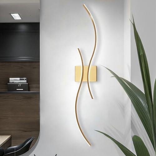 Product new. Box damage CANEOE Modern Wall Sconce, 39Inch Gold LED Wall Light Fixtures,6000K Bathroom Vanity Light Fixtures Over Mirror Indoor Bedroom Wall Lamps for Living Room Hallway Sconces Lighting