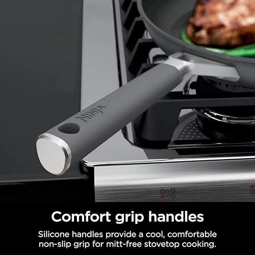 Ninja NeverStick Professional Hard-Anodized 10 Piece Pots & Pans Set, Nonstick Cookware Set, Durable, Oven Safe to 500°F, Slate Grey, C39500