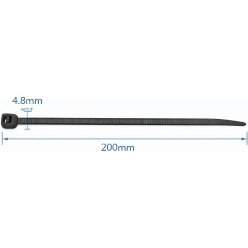Nylon Cable Ties, Black, 4.8x200mm, 80 Pack, Self-Locking Zip Ties for Cable Management