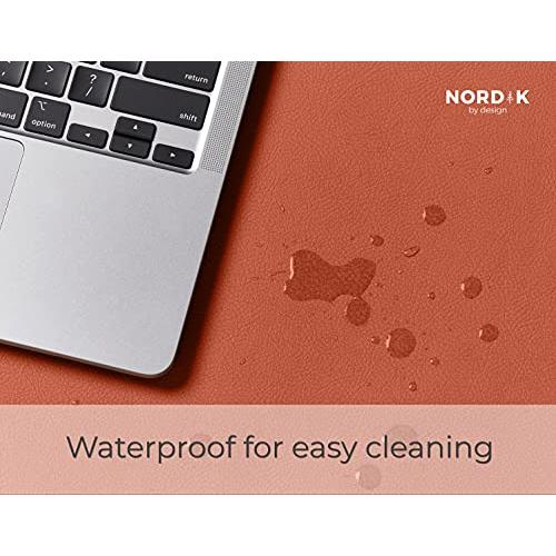 Nordik Leather Desk Mat - Cork Whiskey Brown - Leather Desk Pad 35x17 in