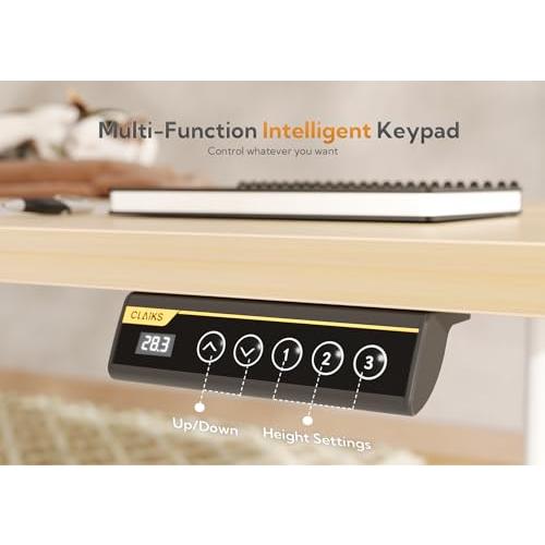 Claiks Standing Desk with Drawers, 48x24 Inch Stand Up Electric Adjustable Height Sit Stand Desk for Computer Workstation, Natural