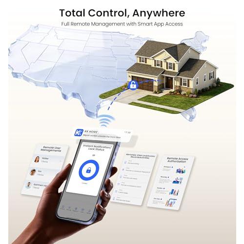 Veise VE028 WiFi Fingerprint Smart Door Lock with Knob Handle, Matte Black
