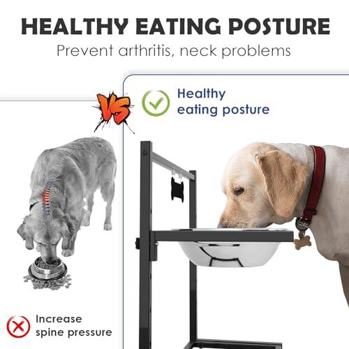 ADENGL Elevated Dog Bowls for Dogs,Raised Dog Bowl Stand with Two 1700ML Stainless Steel Bowls, Adjustable Tall Dog Food Water Bowls