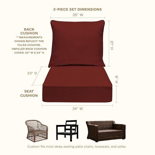 Henna Honeycomb Outdoor Deep Seat, Textured Solid Henna Chair Cushion for Patio Furniture