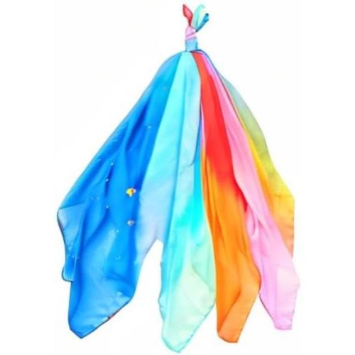 Sarah's Silks - Set of 5 Enchanted Mini Playsilks, 100% Silk 21 Square Scarf for Dance, Movement and Pretend Play - Rainbow, Starry Night, Sea, Fire and Blossom Scarves