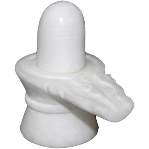White Marble Shiva Lingam/Shiv Ling Shankar Bholenath Shivji Mahadev Bhole Bhandari Idol Murti_ht