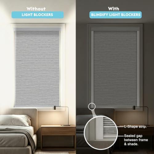 Light Gap Blockers for Window Shades and Blinds, Blackout Light Blocking Strips to Reduce Side Light Leakage, L Shape Blackout Side Tracks for Roller Shades, White 2 Pcs
