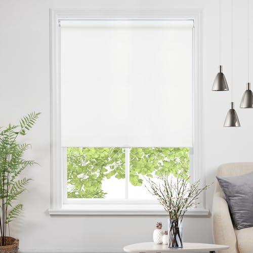 Deconovo Cordless Blackout Roller Shades 100% Room Darkening Window Blinds, Thermal Insulated, Noise Reducing, Easy Installation Bedroom, Nursery Home Office (35 W x 72 H, White-Cordless)