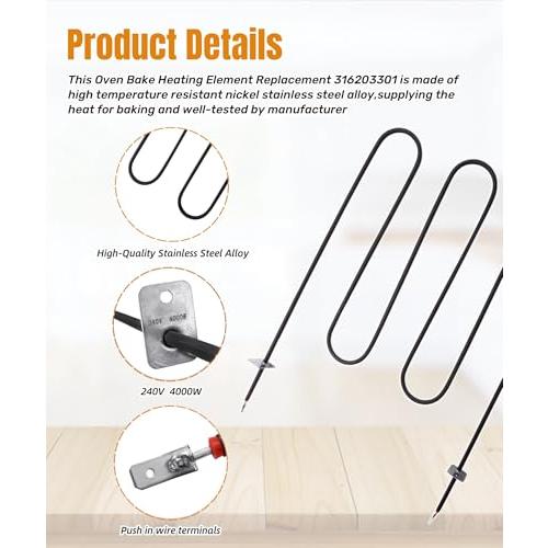 316203301 316203300 Oven Broil Heating Element