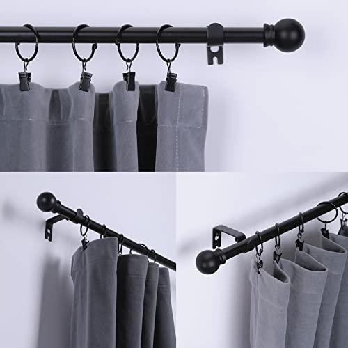 Thestoa 2 pack Black Curtain Rods for Windows 48 to 92 inch, Adjusts Length by Splicing, 5/8 Diameter Matte Black Small Curtain Rods for Bedroom, Living Room, Kitchen, Outdoor, Farmhouse