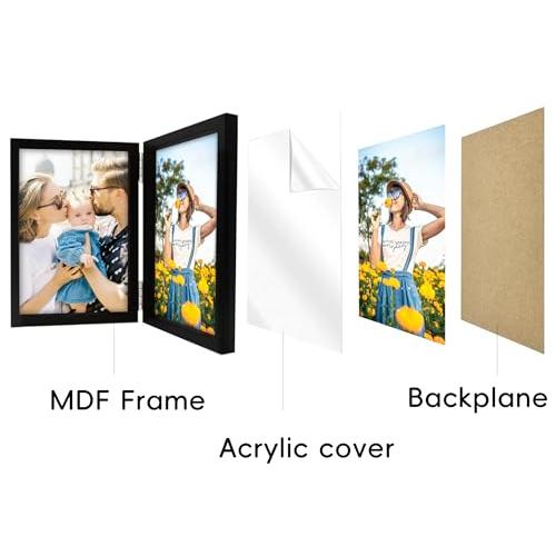 8x10 Picture Frames Double Black Photo Frame Folding Vertical Stand Display Side by Side
