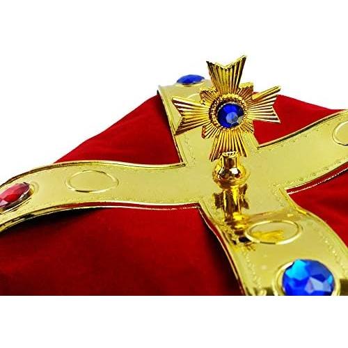 Funny Party Hats Royal king Crown - Regal King Crown - Costume Headwear with Colorful Jewels - One Size