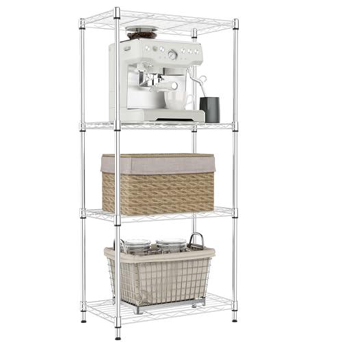 IZEUK 4 Tier Metal Wire Shelf Unit, Chrome Storage Rack Organizer for Kitchen, Bedroom, Living Room or Laundry Room, 17.7 W x 11.8 D x 41.9 H