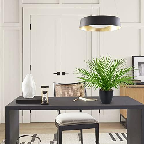 Briful Fake Plant 15’’ Artificial Palm Plant in Matte Black Pot Realistic Faux Tropical Palm Tree Houseplant for Home Indoor Living Room Tabletop Bedroom Decorations