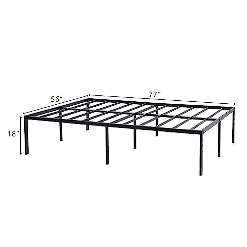 Karl home 18 Inch Full Size Bed Frame Metal Platform No Box Spring Needed, Heavy Duty Steel Firm Mattress Foundation, Simple Style Easy Assembly, Black