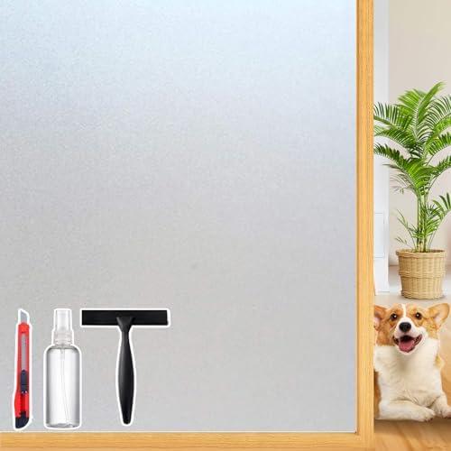Frosted Glass Window Privacy Film Decorative with Tools, 2 Way Frosting Privacy Film for Glass Door, Static Cling Tint for Home Anti-UV, Covering Clings 23.6 by 77