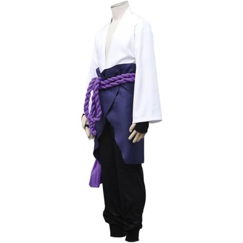 Size XS Uchiha Sasuke Cosplay Costume Casual Kimono Suit from Japanese Anime for Anime Exhibition Halloween Masquerade (White, XS)