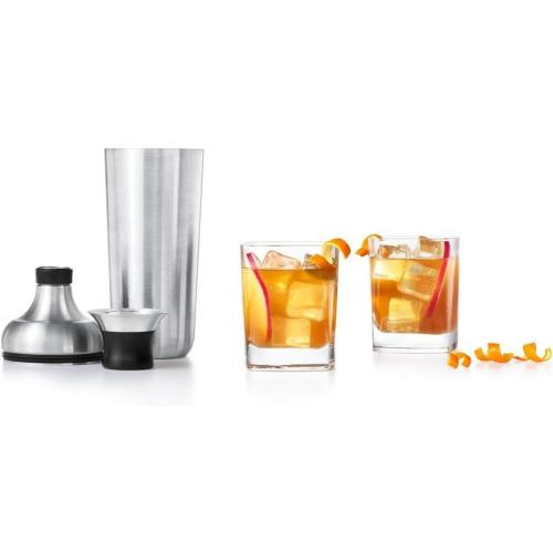 OXO Steel Cocktail Shaker with Strainer, Stainless Finish - 24 oz Capacity