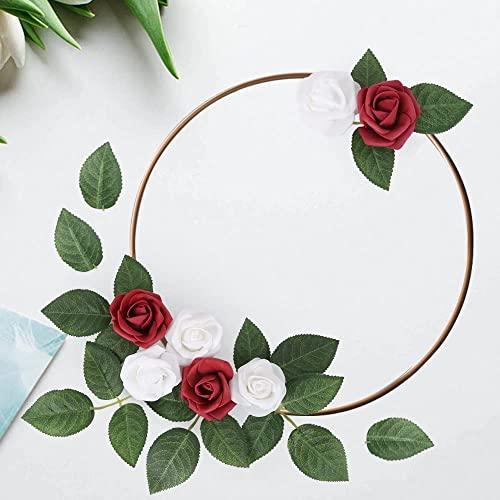 Artificial Stemless Rose Flower Heads, 200Pcs Burgundy Foam Roses Artificial Roses Flower Heads for Crafts 1.97in Stemless Roses for DIY Craft Wedding Bouquet Party Decoration(Burgundy)