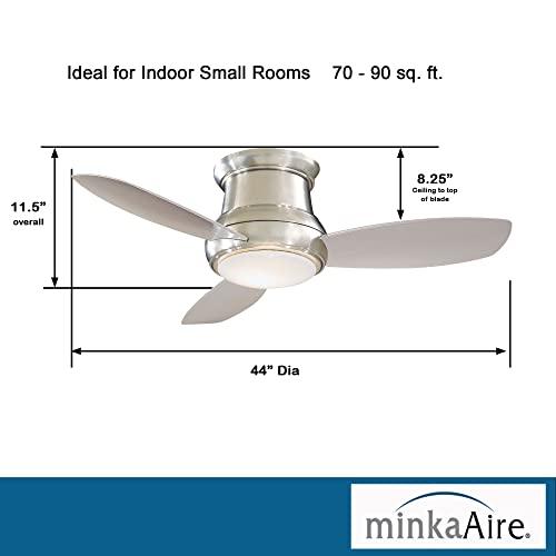 Minka-Aire F518L-BN Concept II LED Brushed Nickel 44 Flush Mount Modern Ceiling Fan with Remote, Brushed Nickel (LED Light)