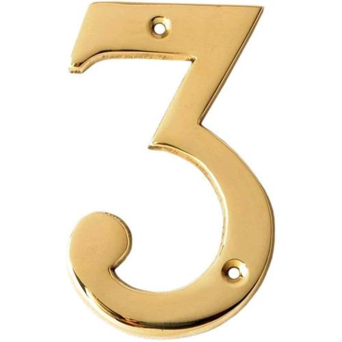 eSplanade 4 Brass House Hotel Door Number Plaque Numeric Numerical Digit 0-9 (3 (Three))