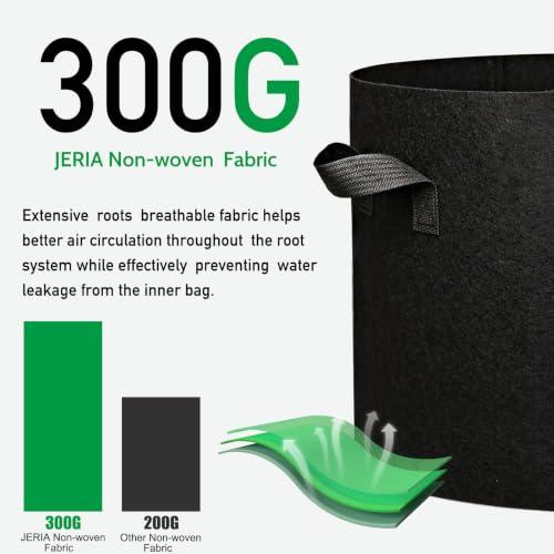 JERIA 24-Pack 10 Gallon Nonwoven Grow Bags, Plant Grow Bags，Heavy Duty Aeration Fabric Pots with Durable Handles