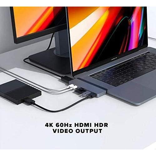 Hyper - New HyperDrive Duo 7-in-2 Hub - USB-C for MacBook Pro/Air - HDMI 4K60Hz HDR, USB-C 40Gbps 100W PD, USB-A 5Gbps, MicroSD/SD 3.0 UHS-I 104MB/s, 2 x USB-A 5Gbps - Space Gray