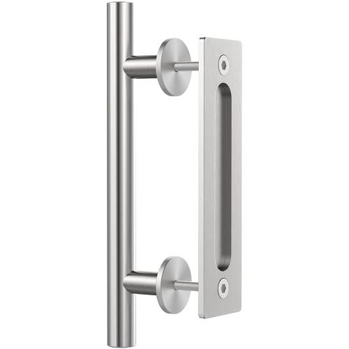 ZEKOO 12'' Sliding Barn Door Handle Hardware Two-Side Design Brushed Finish Stainless Steel Garden Gate Shed Pull Handle