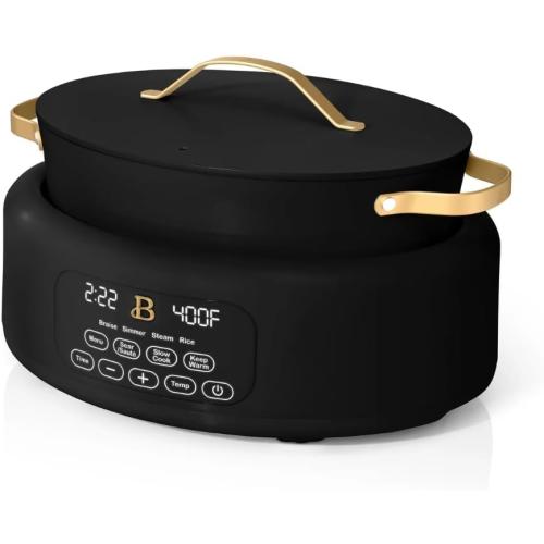10-in-1 Electric Multi-Cooker, 6 Quart Programmable Cooking Pot with Digital Display, Nonstick Interior, One-Touch Controls, Multi-Function Kitchen Appliance (Black Sesame)