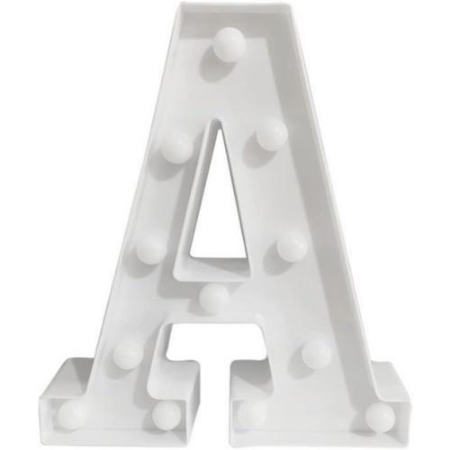 anso Alphabet LED Letters Light Up Numbers White Plastic Letters Standing Decor A to Z 0~9 (Letter A)