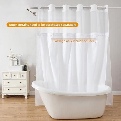 eachope 1 Pack Extra Long Fabric Snap-in Shower Curtain Liner Replacement,Compatible with No Hook Shower Curtain with Snap in Liner, Removable & Water-Repellent,Machine Washable,70x78,White