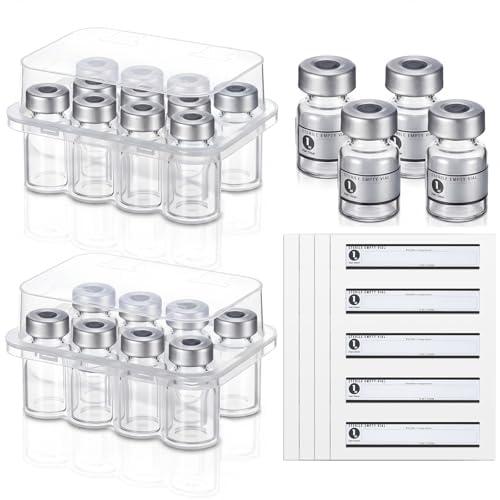 Threlaco 10 Pcs 2ml Sterile Empty Vials Glass Self Healing Port