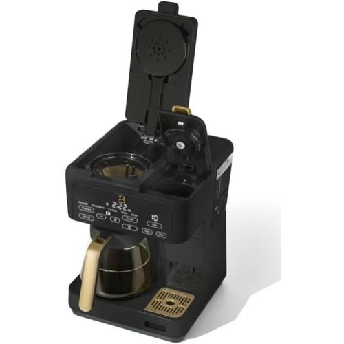 Beauti Multi Brew 12 Cup Programmable Drip & Single Serve Coffee Maker, Versatile Brewing (6oz, 8oz, 10oz, 12oz, 14oz), Pods or Ground, Over Ice option, Keep Warm mode (Black) ( little damage)