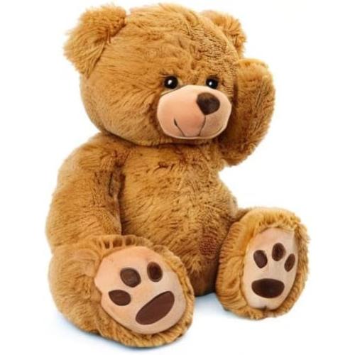 LotFancy Teddy Bear Stuffed Animals, 20 inch Brown Soft Cuddly Stuffed Plush Bear, Cute Stuffed Animals Toy with Footprints, Gifts for Kids Baby Toddlers on Baby Shower, Easter Decoration