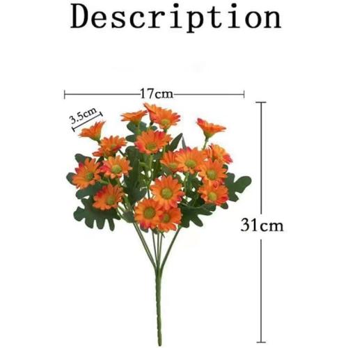 Artificial Outdoor Sunset Mums Flowers - UV Resistant, Waterproof, Windproof, Fake Fall Flower Daisy with Eucalyptus, Look Real, Full, Vibrant (10 Bundles Mix)