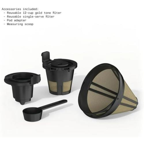 Beauti Multi Brew 12 Cup Programmable Drip & Single Serve Coffee Maker, Versatile Brewing (6oz, 8oz, 10oz, 12oz, 14oz), Pods or Ground, Over Ice option, Keep Warm mode (Black) ( little damage)