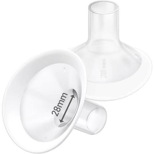 2pcs 28mm Soft Rim Flanges with 106 Degree Wider Opening Angle for Medela Breast Pump, PersonalFit, Freestyle, Maxflow, Freestyle Flex Swing Maxi Connector,Lansinoh Signature Pro